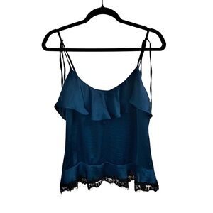 CAD RUFFLE DARK TEAL CAMISOLE SIZE M